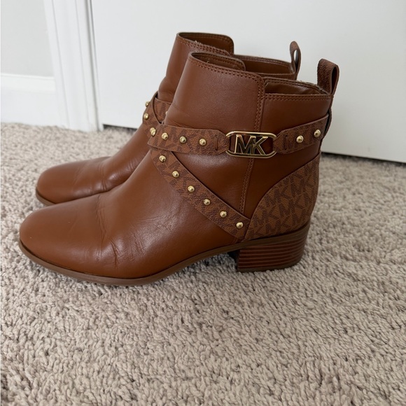 Michael Kors Shoes - Michael Kors Brown Ankle Boots with Gold Details